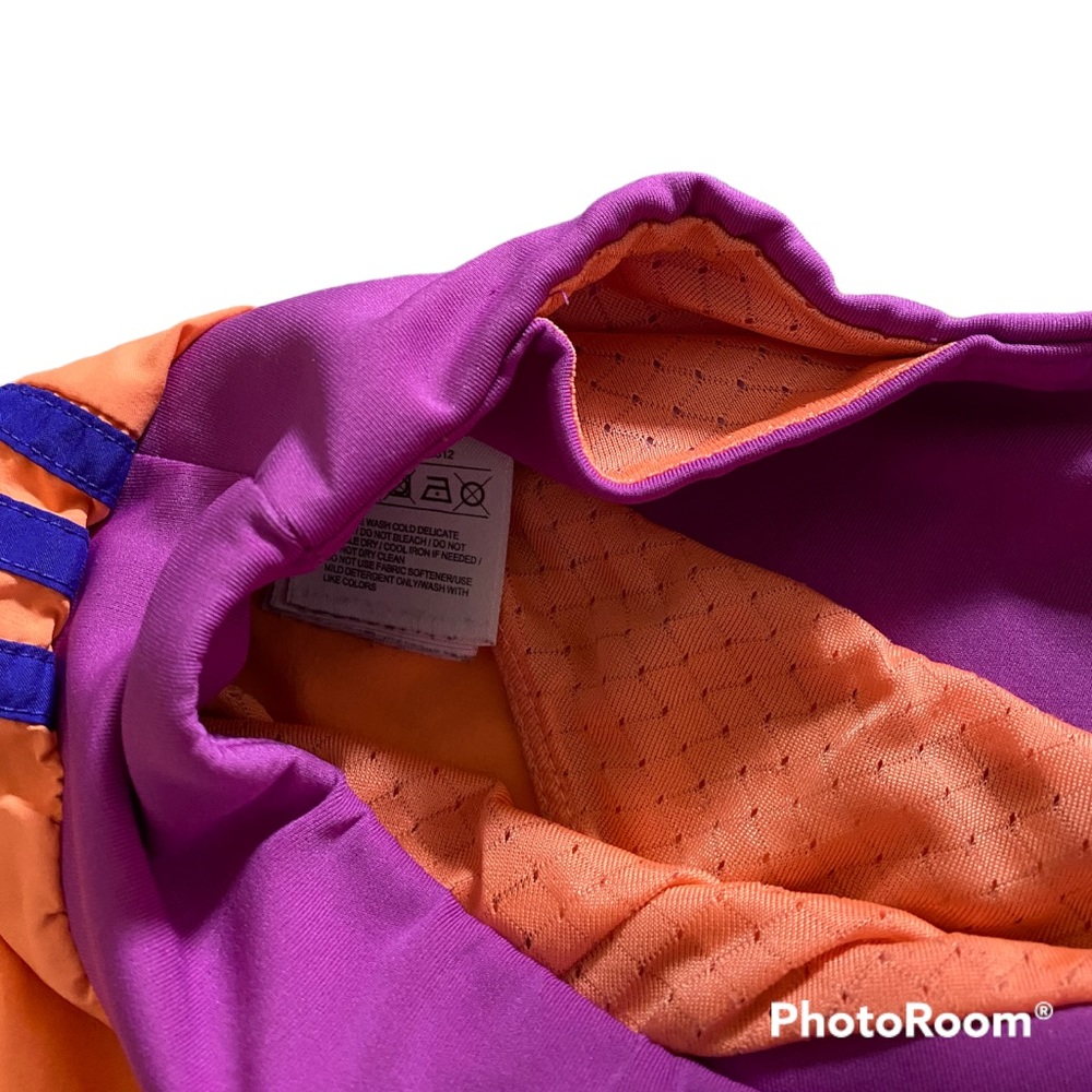 ADIDAS Orange & Purple Striped Lined Workout Running Athletic Shorts - Picture 5 of 9